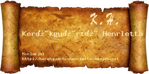 Kerékgyártó Henrietta névjegykártya